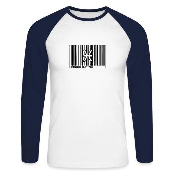 Sternzeichen Fische Barcode - Unisex Baseballshirt langarm - Weiß/Navy - Vorne - Nik (191cm)
