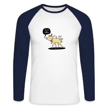 Kep Going Deer - Mach weiter - Motivation - Unisex Baseballshirt langarm - Weiß/Navy - Vorne - Nik (191cm)