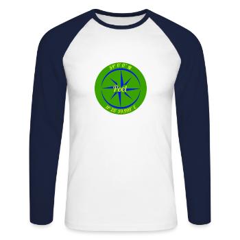 Koordinaten Poel - Unisex Baseballshirt langarm - Weiß/Navy - Vorne - Nik (191cm)