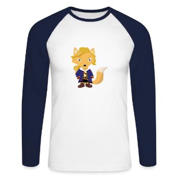 Renard Guybrush - T-shirt baseball manches longues Homme - blanc/marine - Devant - Nik (191cm)