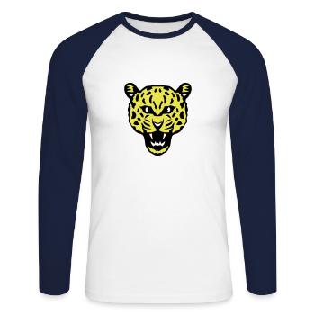head leopards wild animals - Unisex Long Sleeve Baseball T-Shirt - white/navy - Front - Nik (191cm)