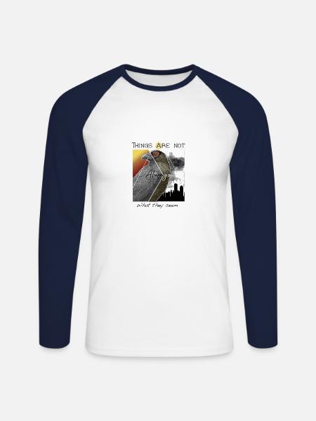 Corvo-Raven Shirt - Unisex Long Sleeve Baseball T-Shirt - white/navy