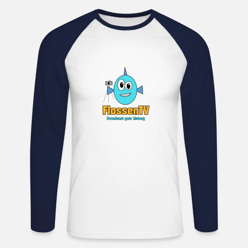 FinsTV - Unisex Long Sleeve Baseball T-Shirt - white/navy