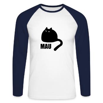 FLUFFY CAT MAU - Unisex Baseballshirt langarm - Weiß/Navy - Vorne - Nik (191cm)