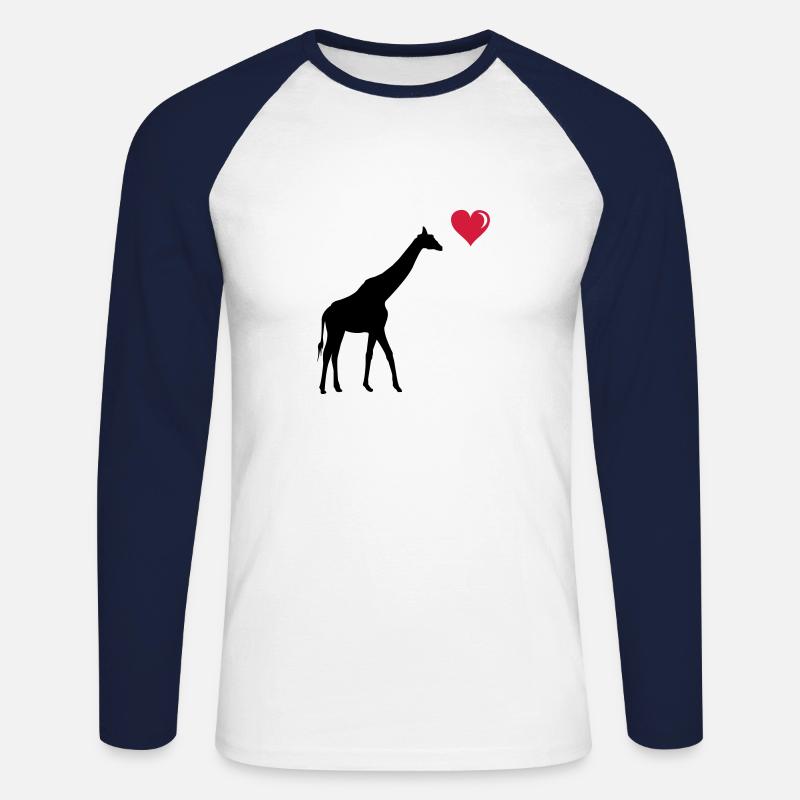 giraffe love - Unisex Baseballshirt langarm - Weiß/Navy