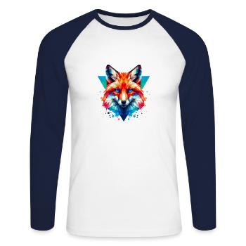 Fuchs Tier Wald Rotfuchs Wildnis Kunst - Unisex Baseballshirt langarm - Weiß/Navy - Vorne - Nik (191cm)
