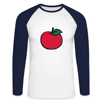 Apfel - Unisex Baseballshirt langarm - Weiß/Navy - Vorne - Nik (191cm)
