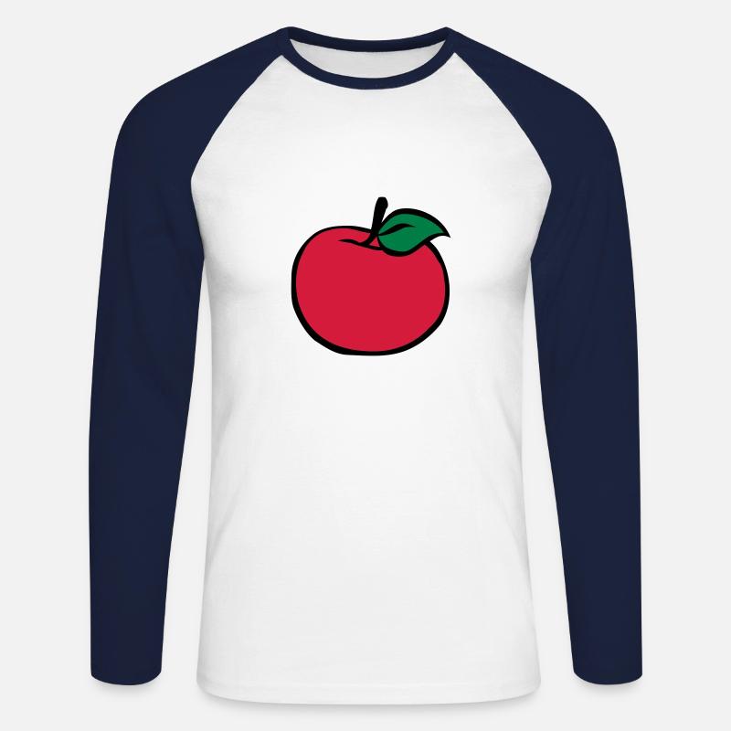 Apfel - Unisex Baseballshirt langarm - Weiß/Navy