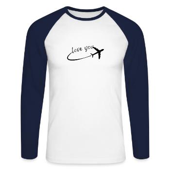 love you - Unisex Baseballshirt langarm - Weiß/Navy - Vorne - Nik (191cm)
