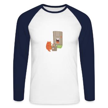 Ginger Cat - Livraison - T-shirt baseball manches longues Homme - blanc/marine - Devant - Nik (191cm)