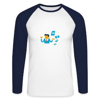 Flame - Finance - Unisex Long Sleeve Baseball T-Shirt - white/navy - Front - Nik (191cm)