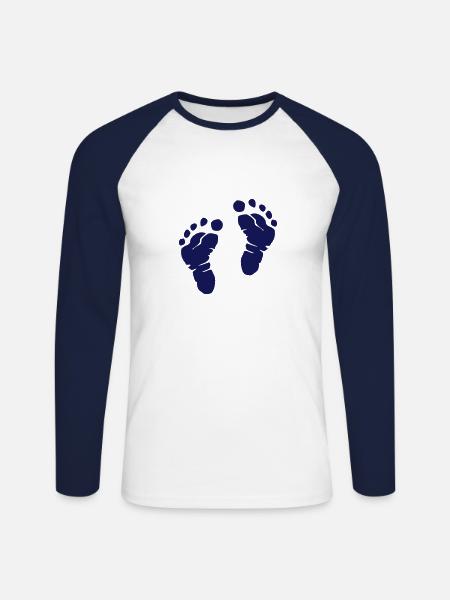 Babyfüße - Unisex Baseballshirt langarm - Weiß/Navy