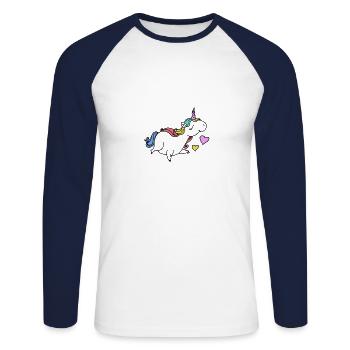 Thick Sweet Unicorn - Unisex Long Sleeve Baseball T-Shirt - white/navy - Front - Nik (191cm)