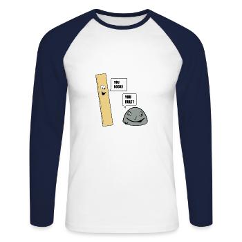 Tu assures! Vous régnez ! - T-shirt baseball manches longues Homme - blanc/marine - Devant - Nik (191cm)