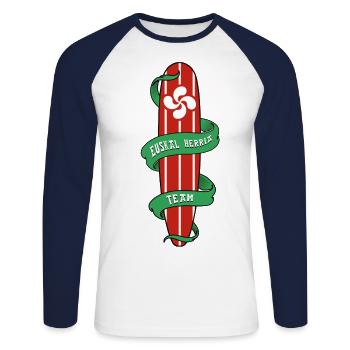 basque surfing team 21 - T-shirt baseball manches longues Homme - blanc/marine - Devant - Nik (191cm)