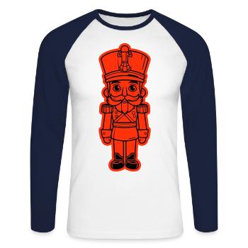 Icône de Noël Casse-Noisette - T-shirt baseball manches longues Homme - blanc/marine - Devant - Nik (191cm)
