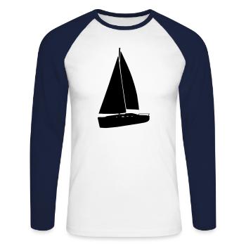 Voilier noir - T-shirt baseball manches longues Homme - blanc/marine - Devant - Nik (191cm)