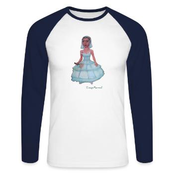 die freundin - Unisex Baseballshirt langarm - Weiß/Navy - Vorne - Nik (191cm)