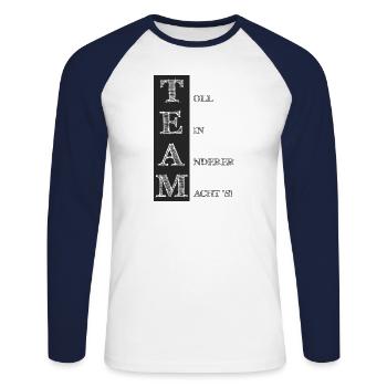 TEAM Toll ein anderer machts schwarz - Unisex Baseballshirt langarm - Weiß/Navy - Vorne - Nik (191cm)