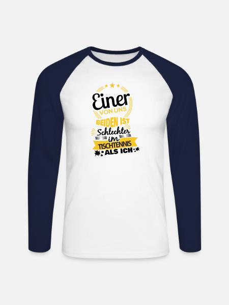 Tischtennis - Unisex Baseballshirt langarm - Weiß/Navy
