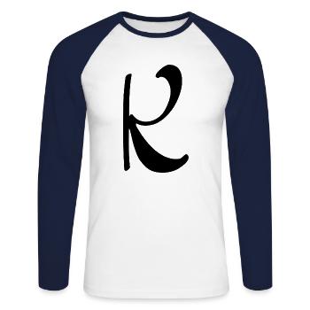 Letter K - Unisex Long Sleeve Baseball T-Shirt - white/navy - Front - Nik (191cm)
