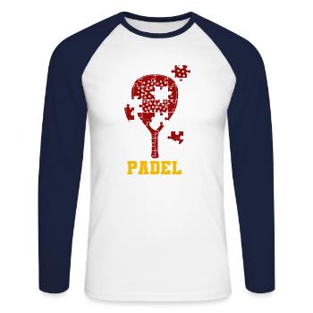 Padel Paddle Raquette Tennis Sport I Cadeau - T-shirt baseball manches longues Homme - blanc/marine - Devant - Nik (191cm)