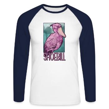 Bec-de-chaussure Ornithologue Forêt I Cadeau - T-shirt baseball manches longues Homme - blanc/marine - Devant - Nik (191cm)
