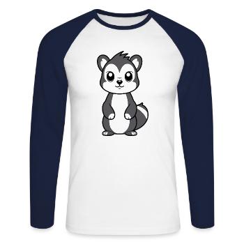 Skunk - Unisex Long Sleeve Baseball T-Shirt - white/navy - Front - Nik (191cm)