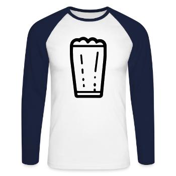 Bière - T-shirt baseball manches longues Homme - blanc/marine - Devant - Nik (191cm)