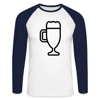 Bière - T-shirt baseball manches longues Homme - blanc/marine - Devant - Nik (191cm)
