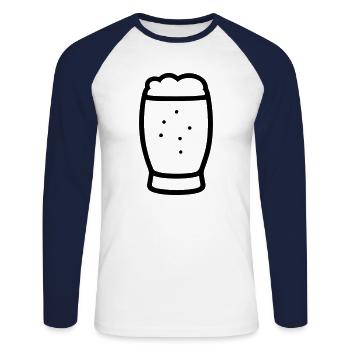 Bière - T-shirt baseball manches longues Homme - blanc/marine - Devant - Nik (191cm)
