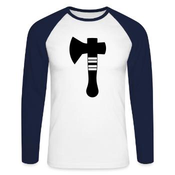 Axt - Unisex Baseballshirt langarm - Weiß/Navy - Vorne - Nik (191cm)