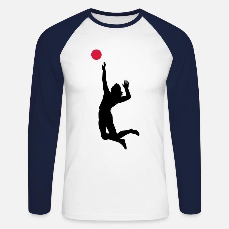 Volleyball - Unisex Baseballshirt langarm - Weiß/Navy