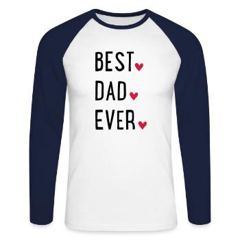 Best Dad ever - Unisex Baseballshirt langarm - Weiß/Navy - Vorne - Nik (191cm)
