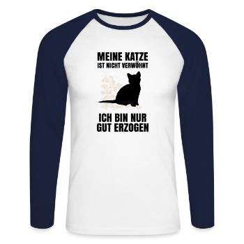 Ma chemise de chat · Animaux domestiques · Cadeau - T-shirt baseball manches longues Homme - blanc/marine - Devant - Nik (191cm)