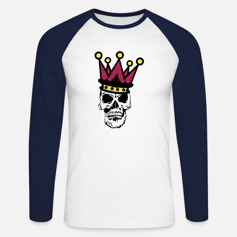 Kopf des Todes Krone - Unisex Baseballshirt langarm - Weiß/Navy