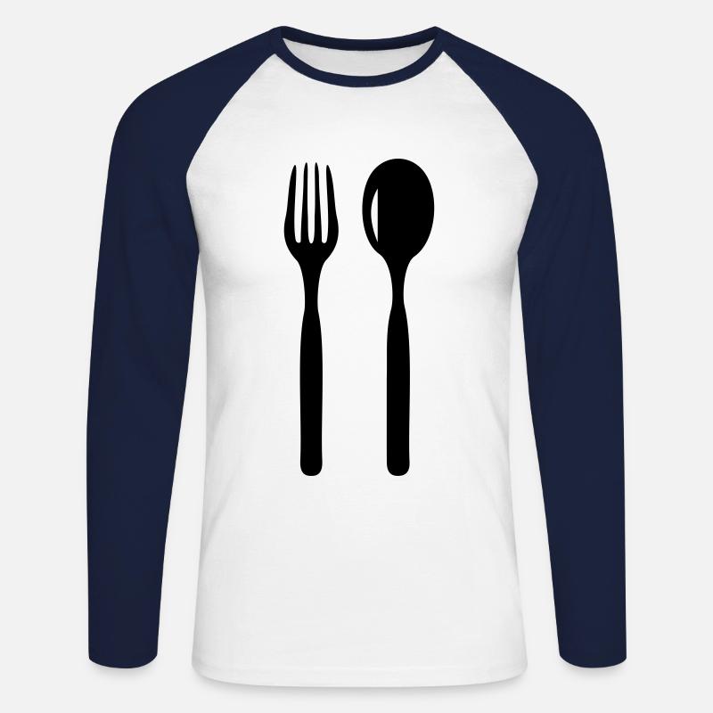besteck löffel gabel icon - Unisex Baseballshirt langarm - Weiß/Navy