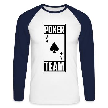 poker team pik - Unisex Long Sleeve Baseball T-Shirt - white/navy - Front - Nik (191cm)