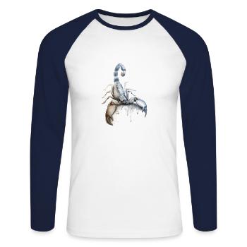 Sternzeichen Skorpion - Unisex Baseballshirt langarm - Weiß/Navy - Vorne - Nik (191cm)