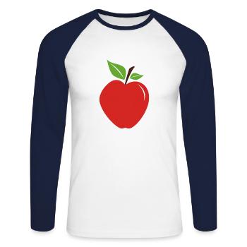 Pomme - T-shirt baseball manches longues Homme - blanc/marine - Devant - Nik (191cm)