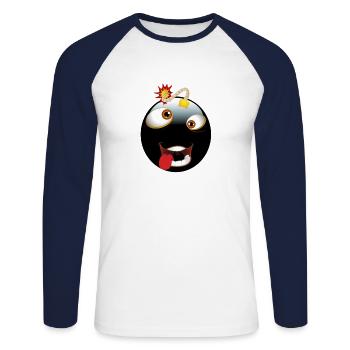 Bombs emoji - Unisex Long Sleeve Baseball T-Shirt - white/navy - Front - Nik (191cm)