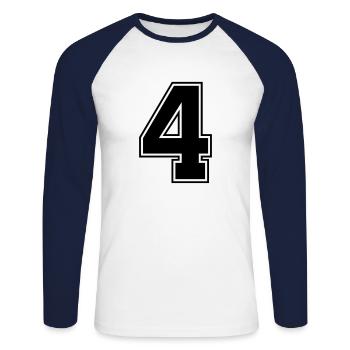 4 - Unisex Long Sleeve Baseball T-Shirt - white/navy - Front - Nik (191cm)