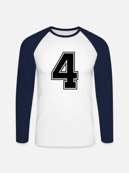 4 - Unisex Long Sleeve Baseball T-Shirt - white/navy