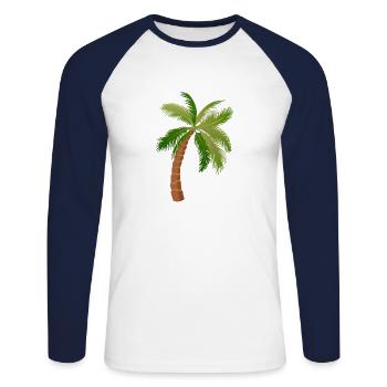 palmier arbre palmiers 150623 W - T-shirt baseball manches longues Homme - blanc/marine - Devant - Nik (191cm)