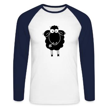Schaf schwarz - Unisex Baseballshirt langarm - Weiß/Navy - Vorne - Nik (191cm)
