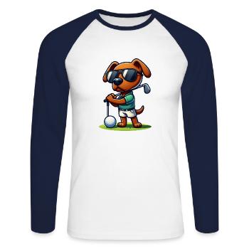 Rhodesian Ridgeback Golfer Golf Course Dogs - Unisex Long Sleeve Baseball T-Shirt - white/navy - Front - Nik (191cm)