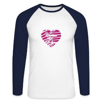 Femme forte au cœur fort - T-shirt baseball manches longues Homme - blanc/marine - Devant - Nik (191cm)