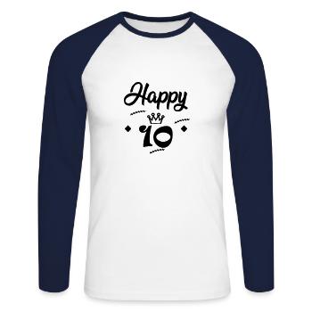 Birthday - Unisex Long Sleeve Baseball T-Shirt - white/navy - Front - Nik (191cm)