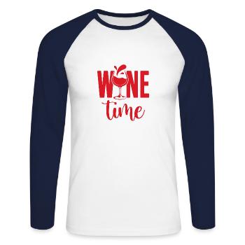 It's Wine Time Time Wine Wine Lover - Unisex Long Sleeve Baseball T-Shirt - white/navy - Front - Nik (191cm)