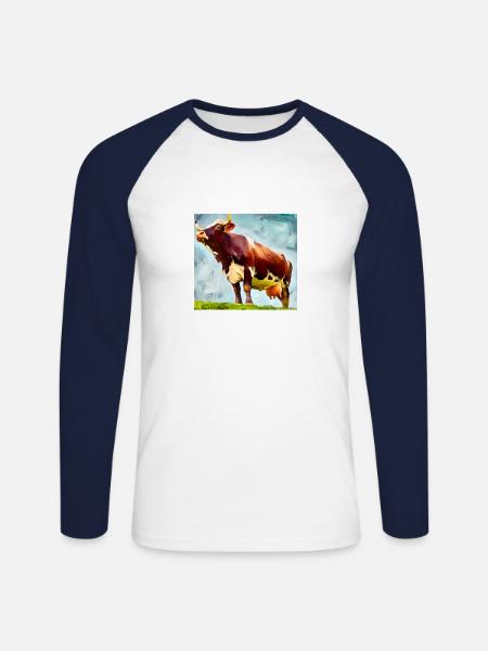 See a Cow - Unisex Long Sleeve Baseball T-Shirt - white/navy